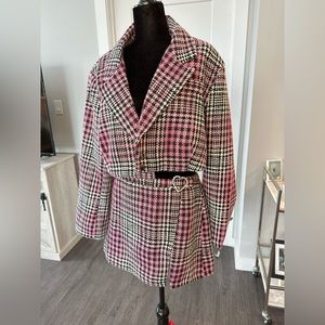 NWT. POSTER GIRL TWEED SIZE XL SKIRT/ SIZE 2X CROPPED BLAZER SET.